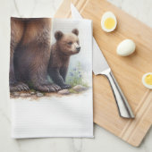 Linge De Cuisine Ours Brown avec deux petits (Quart Plié)