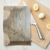 Linge De Cuisine Ours Cute Stuffé Mur Rustique En Bois (Quart Plié)