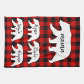 Linge De Cuisine Ours De Mama Blanc Et Rouge Moderne (Horizontal)