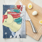 Linge De Cuisine Ours de Noël Sneiges hivernales Scène de vacances (Quart Plié)