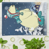 Linge De Cuisine Ours de Noël Sneiges hivernales Scène de vacances (Plié)