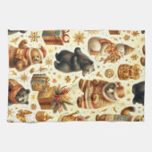 Linge De Cuisine Ours de Noël Vintage (Horizontal)