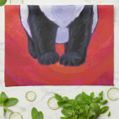 Linge De Cuisine Ours de panda à Santa Hat sur Rouge (Plié)