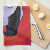 Linge De Cuisine Ours de panda à Santa Hat sur Rouge (Quart Plié)