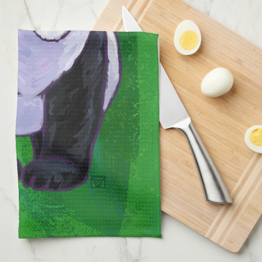 Linge De Cuisine Ours de panda à Santa Hat sur Vert (Quart Plié)