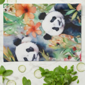 Linge De Cuisine Ours de panda aquarelle (Plié)