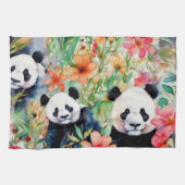 Linge De Cuisine Ours de panda aquarelle (Horizontal)