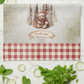 Linge De Cuisine Ours des bois Noël arrive bientôt attendre (Plié)