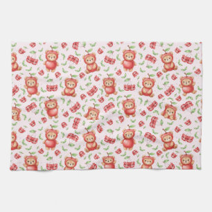 Linge De Cuisine Ours en cérise mignon et motif sans couture de fru