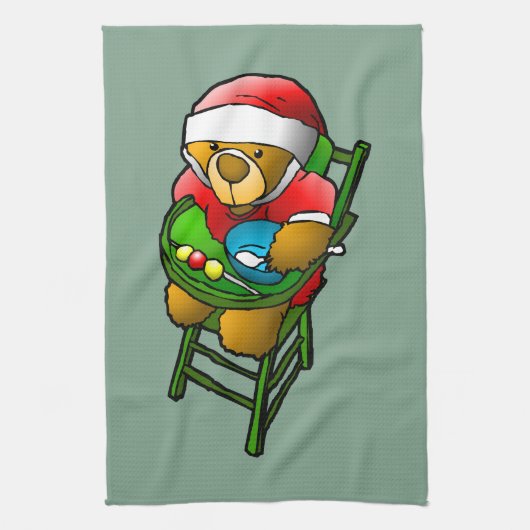 Linge De Cuisine Ours en peluche de Noël (Vertical)