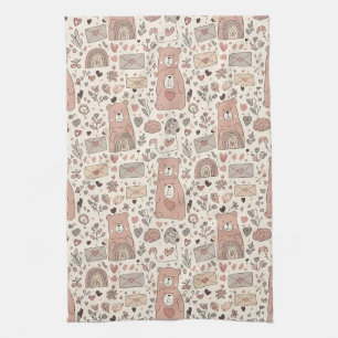 Linge De Cuisine Ours en peluche neutre Arc-en-ciel en marron et ta