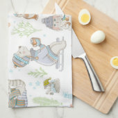 Linge De Cuisine Ours Et Amis Motif Noël (Quart Plié)