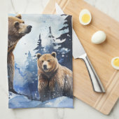 Linge De Cuisine Ours Grizzly et Bébé (Quart Plié)