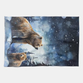Linge De Cuisine Ours Grizzly et Bébé (Horizontal)