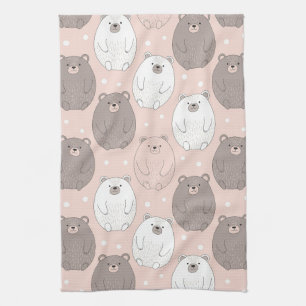 Linge De Cuisine Ours mignon - Douce forêt de bois pastel (2)