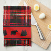Linge De Cuisine Ours noir cabine rouge Plaid (Quart Plié)