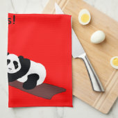 Linge De Cuisine Ours panda drôle de consommation de vin dans (Quart Plié)