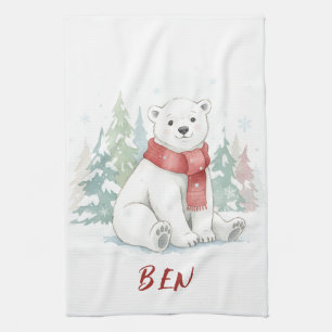 Linge De Cuisine Ours polaire aquarelle mignon