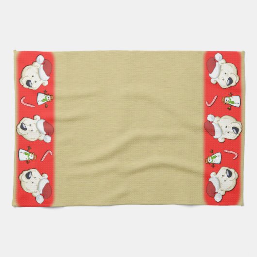 Linge De Cuisine Ours polaire de Noël Or (Horizontal)