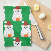 Linge De Cuisine Ours polaire Noël chapeau de Noël mignon motif ver (Quart Plié)