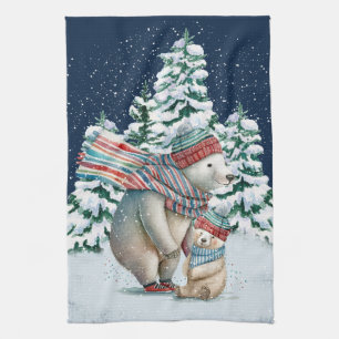 Linge De Cuisine Ours polaires à l'aquarelle mignons