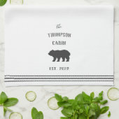 Linge De Cuisine Ours rustique blanc et charbon Personnalisé (Plié)