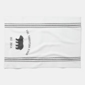 Linge De Cuisine Ours rustique blanc et charbon Personnalisé (Horizontal)