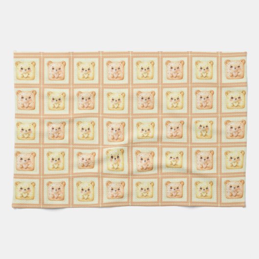 Linge De Cuisine Ourson en patchwork cookie miel mignon (Horizontal)