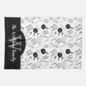 Linge De Cuisine Outils de cuisine Monogramme Motif - Noir| Blanc (Horizontal)