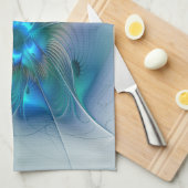 Linge De Cuisine Ovations debout, Fractale abstraite bleu turquoise (Quart Plié)