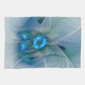 Linge De Cuisine Ovations debout, Fractale abstraite bleu turquoise (Horizontal)