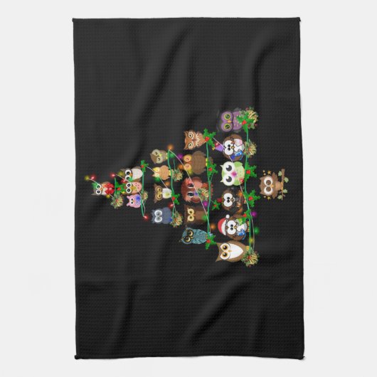 Linge De Cuisine Owl Gift | Hiboux Pine Noël saison (Vertical)