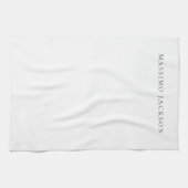 Linge De Cuisine Own Name Calligraphy Chic Plain Simple Black White (Horizontal)