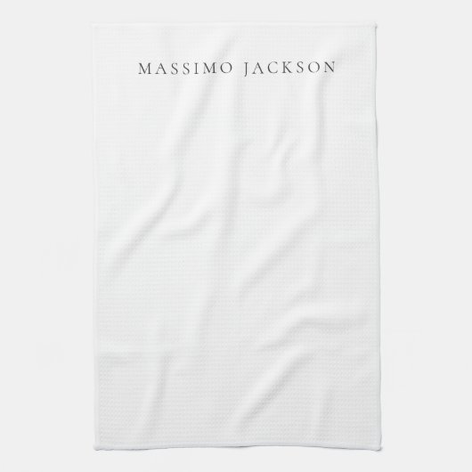 Linge De Cuisine Own Name Calligraphy Chic Plain Simple Black White (Vertical)