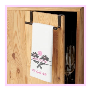 Linge De Cuisine Pagaie de balle de Pickleball élégantMonogramme Pr