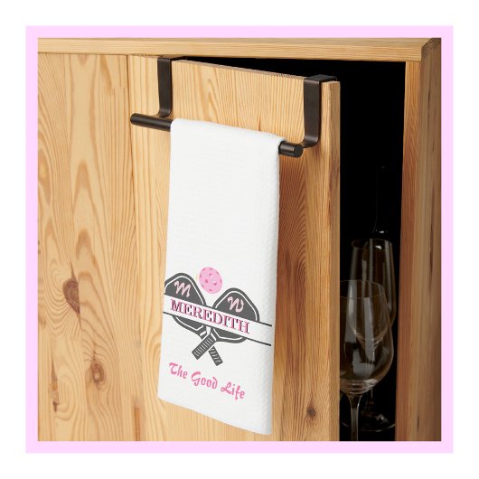 Linge De Cuisine Pagaie de balle de Pickleball élégantMonogramme Pr