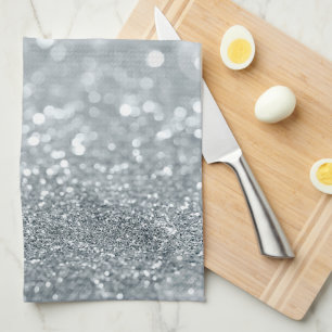 Linge De Cuisine Paillettes argentées blanches Bokeh Glamour Tendan