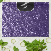Linge De Cuisine Paillettes de violet ultra foncé Monogramme (Plié)