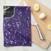 Linge De Cuisine Paillettes de violet ultra foncé Monogramme (Quart Plié)