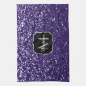 Linge De Cuisine Paillettes de violet ultra foncé Monogramme (Vertical)