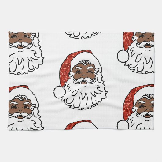 Linge De Cuisine paillettes noir santa claus (Horizontal)