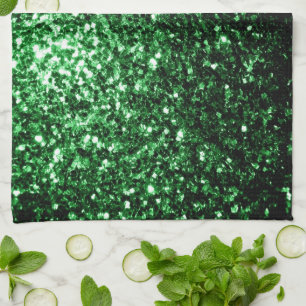 Linge De Cuisine Paillettes vert foncé fausses