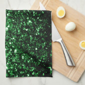 Linge De Cuisine Paillettes vert foncé fausses (Quart Plié)