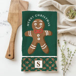 Linge De Cuisine Pain d'épices Homme Monogramme vert Joyeux Noël<br><div class="desc">Célébrez la saison des Fêtes avec ce tailleur de pain d'épices homme Joyeux serviette de cuisine de Noël. Doté d'un mignon homme en pain d'épices avec une cravate arc rouge, d'un accueil festif "Joyeux Noël" et d'un monogramme personnalisé sur un arrière - plan vert, cette serviette ajoute une touche festive...</div>