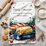 Linge De Cuisine Pain et beurre de Noël Personnalisé<br><div class="desc">Ajoutez une touche festive à votre cuisine en cette saison de vacances avec cette serviette de cuisine personnalisée et charmante, au décor de pain rustique et de beurre d'herbe. Idéal pour les fêtes de fin d'année ou pour un cadeau de Noël bien pensé, cette serviette apporte chaleur et gaieté de...</div>
