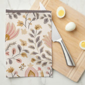 Linge De Cuisine Painted Floral Folk Art and Stripe (Quart Plié)