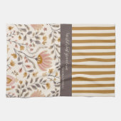 Linge De Cuisine Painted Floral Folk Art and Stripe (Horizontal)