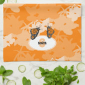 Linge De Cuisine Paire de papillons monarques stylisés Nom Orange (Plié)