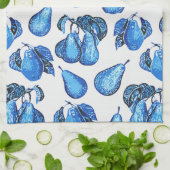 Linge De Cuisine Paire éparée Impression en Indigo Bleu et Blanc (Plié)