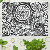 Linge De Cuisine Paisley floral noir (Plié)